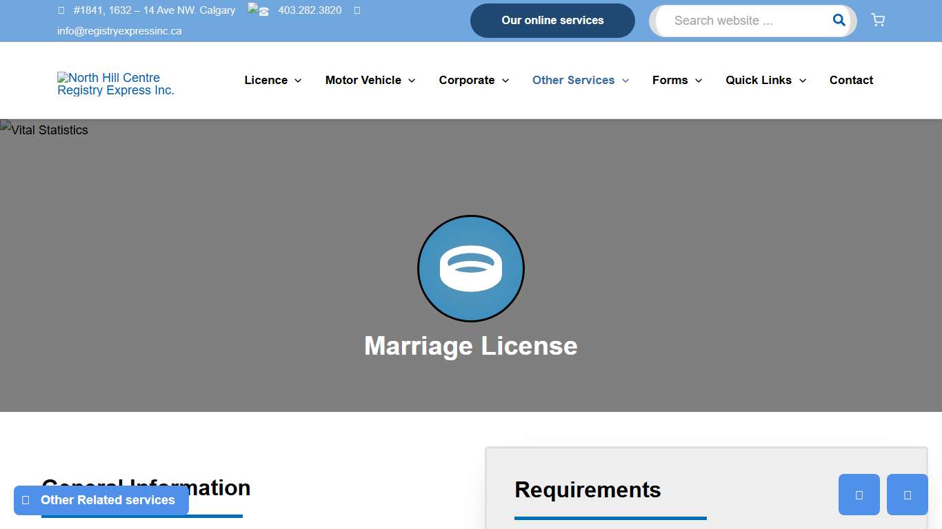 Marriage Licence North Hill Centre Registry Express Inc.