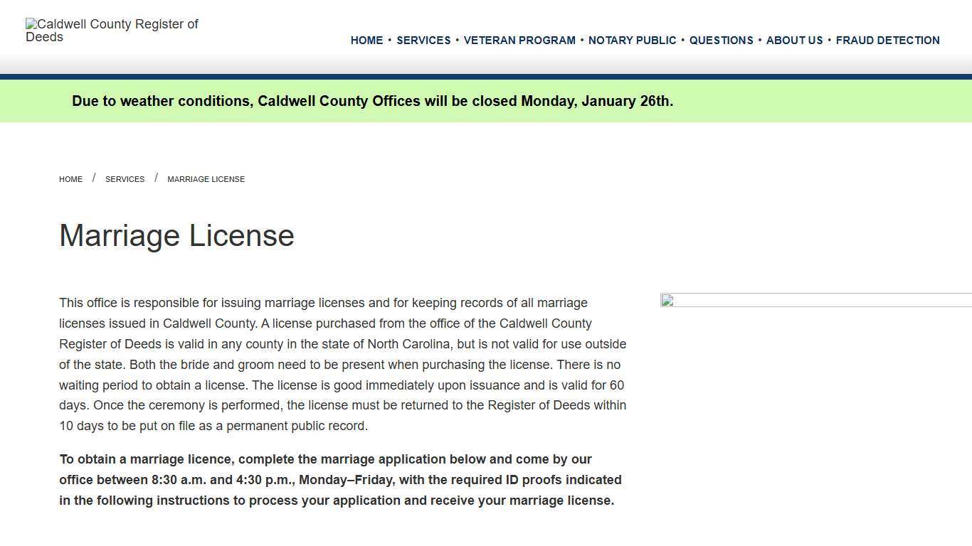 Marriage License Caldwell County Register of Deeds